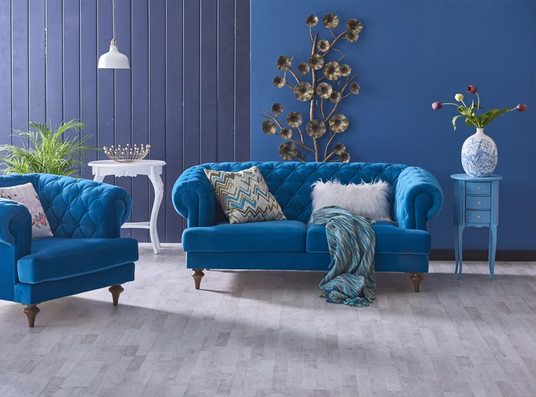 Blue Sofa Set for Living Room